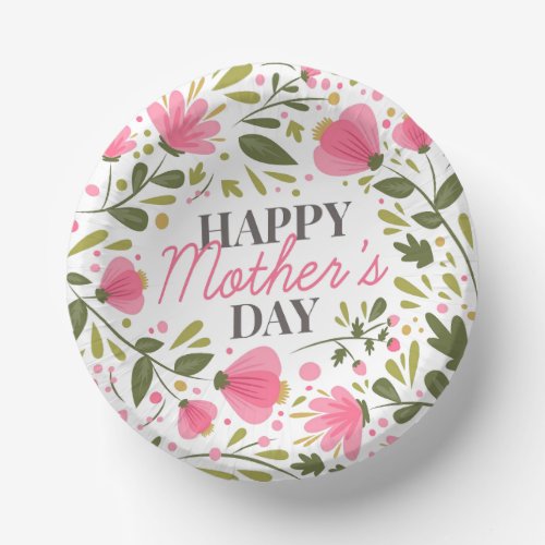Happy Mothers Day Modern Pink Floral Botanical Paper Bowls