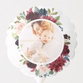 Happy Mother's Day Modern Watercolor Floral Photo Balloon (Back)