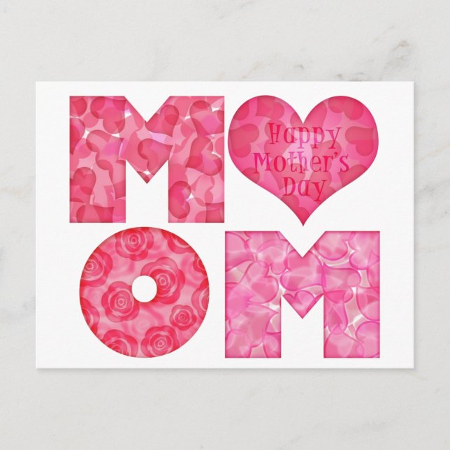 Happy Mother's Day Mom Alphabet Postcard (Front)