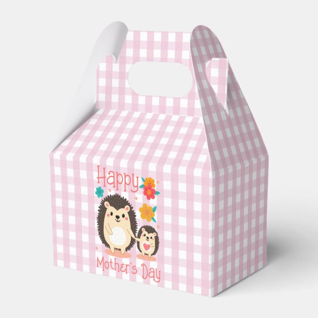 Happy Mother's Day Mom And Baby Hedgehog  Favor Boxes (Front Side)