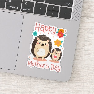 Happy Mother's Day Mom And Baby Hedgehog Sticker