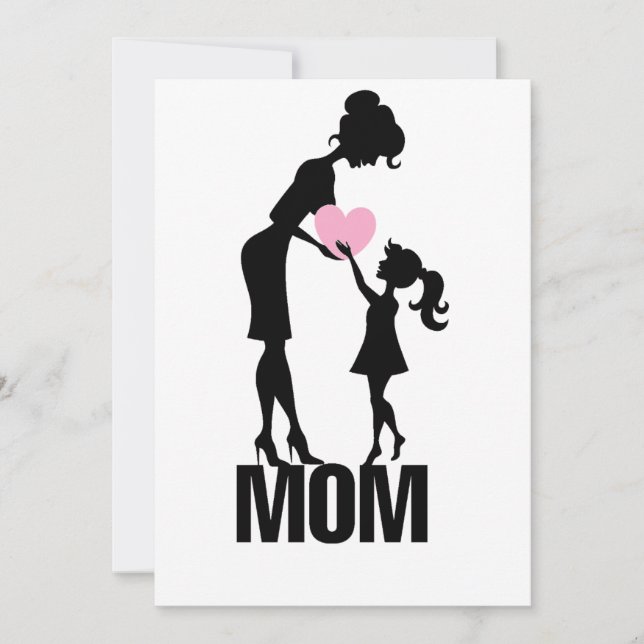 Happy Mothers Day Mom and Little Girl Holiday Card (Front)
