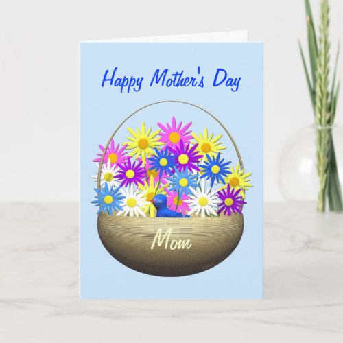 Happy Mothers Day Mom Basket of Daisies Card
