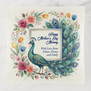 Happy Mother's Day Mom Birthday Gift Floral Art Trinket Tray