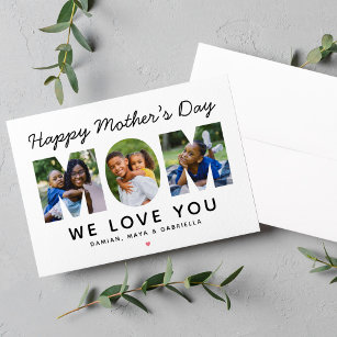 Happy Mothers Day Mom Custom Photo Collage Card