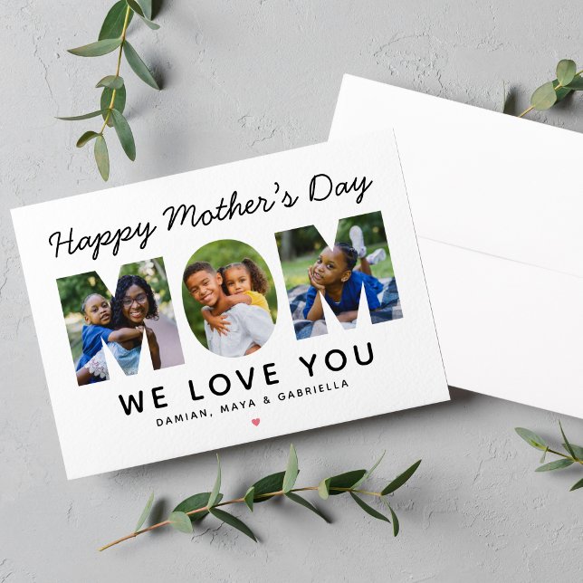 Happy Mothers Day Mom Custom Photo Collage Card (Creator Uploaded)
