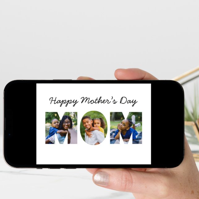 Happy Mothers Day Mom Custom Photo Collage Card (Front Digital)