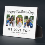 Happy Mothers Day Mom Custom Photo Collage Plaque<br><div class="desc">Create a stylish and memorable gift for Mom this Mother's Day! This custom tabletop decor sign features a collage of three favorite family pictures of the kids designed as a modern and bold sans serif typography design. Personalize the custom text with the names of the children and modify the black...</div>