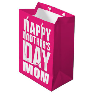 Happy Mother's Day Mom custom pink Medium Gift Bag