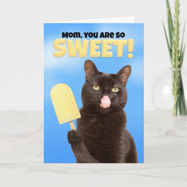 Happy Mother's Day Mom Cute Cat With Sweet Ice Pop Holiday Card (Front)