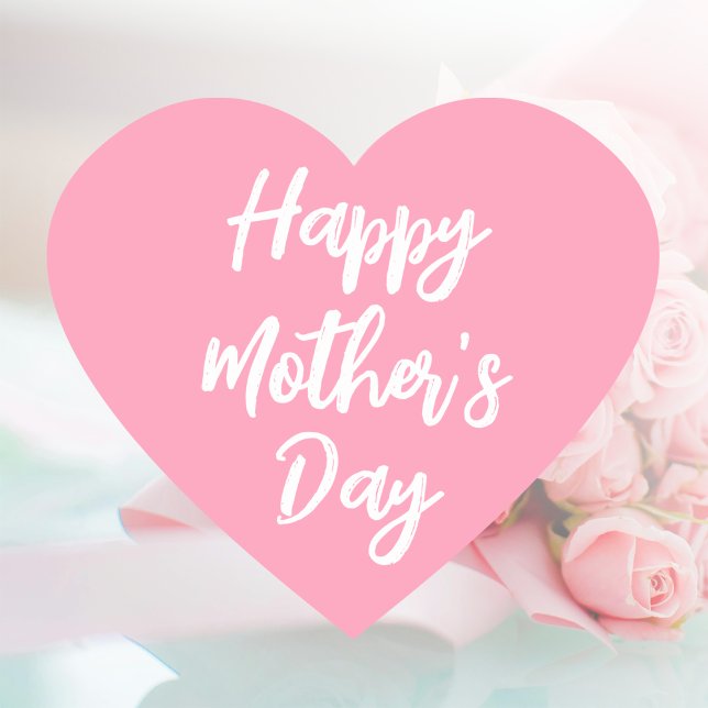 Happy Mother's Day Mom Cute Love Heart Pink Sticker (Creator Uploaded)
