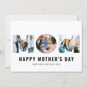 Happy Mother's Day MOM Cutout Simple 3 Photo Card