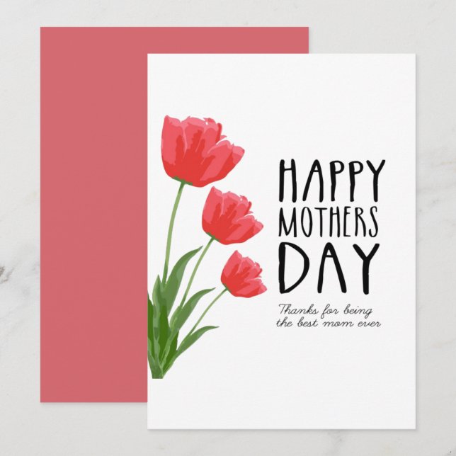 Happy Mothers Day Mom Flower Holiday Card (Front/Back)