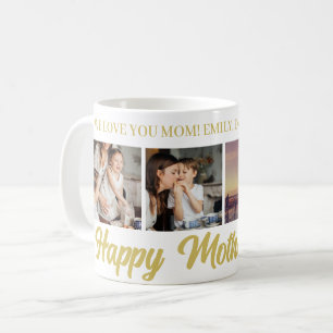 Happy Mother's Day Mom Gold Photo Grid Coffee Mug