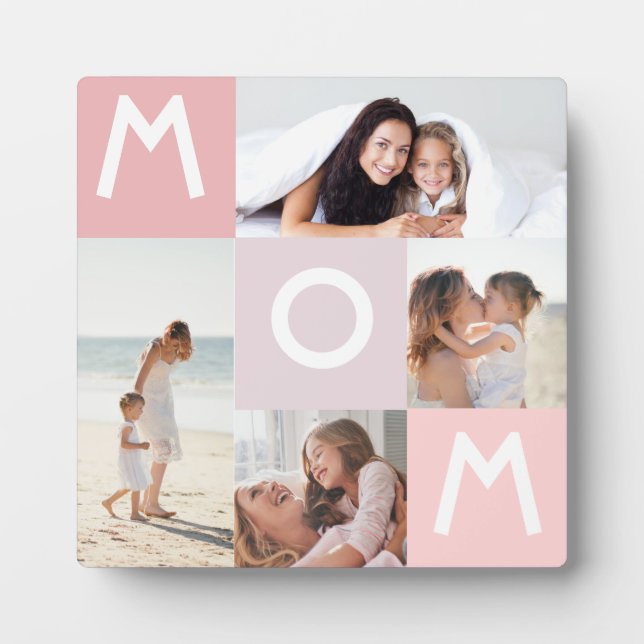 Happy Mother's Day Mom Modern Multi Photo Grid Plaque (Front)
