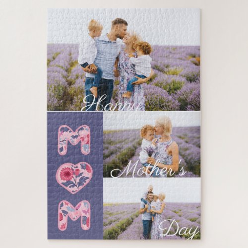 Happy Mothers Day Mom Photo Collage  Florals Jigsaw Puzzle
