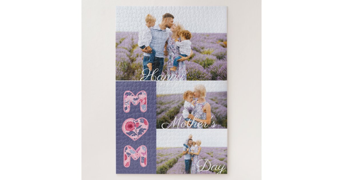 Happy Mother's Day Mom Photo Collage & Florals Jigsaw Puzzle | Zazzle