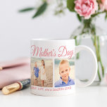 Happy Mothers Day Mom Pink Script Photo Coffee Mug<br><div class="desc">A sweet Happy Mother's Day photo coffee mug featuring three of your favorite photos of the kids or family, framed by elegant pink script and a custom message line at the bottom. All text and photos are fully editable, making this a one-of-a-kind Mother's Day keepsake from the kids. The text...</div>