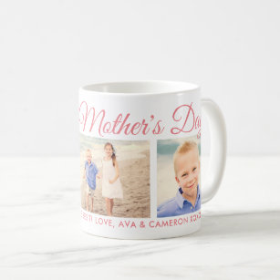 Happy Mother's Day Mom Pink Script Photo Keepsake Coffee Mug