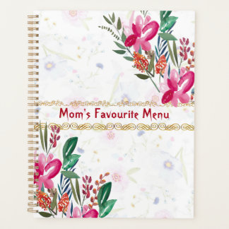 Happy Mothers Day Moms Favorite Menu Pink Flowers  Planner