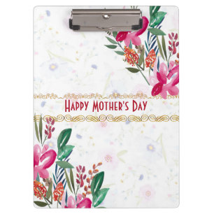 Happy Mothers Day Moms Pink Flower Cute Clipboard
