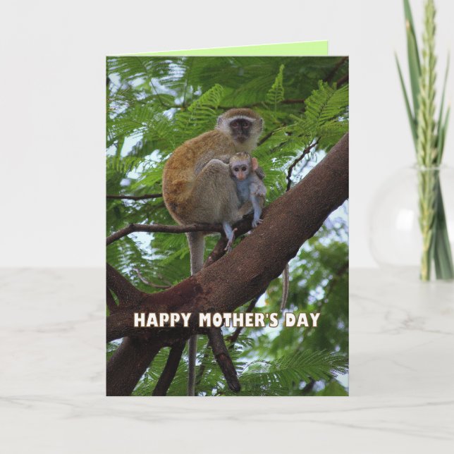 Happy Mother's Day Monkey Mother and Child Humor Card (Front)
