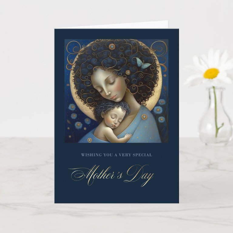 Happy Mother&#39;s Day. Mother and Child Painting Card