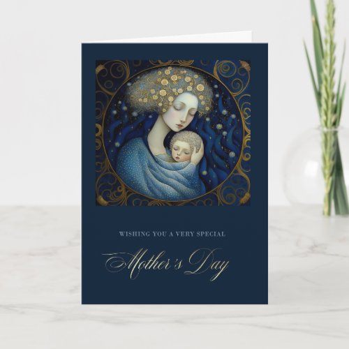 Happy Mothers Day Mother and Child Painting  Card