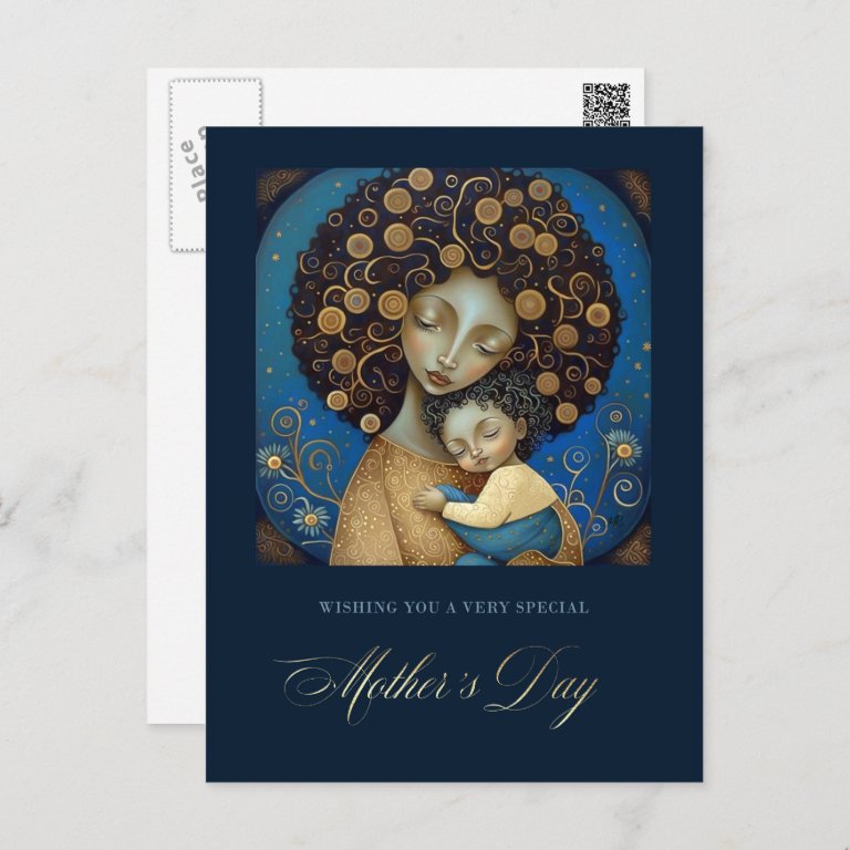 Happy Mother&#39;s Day. Mother and Child Painting Postcard
