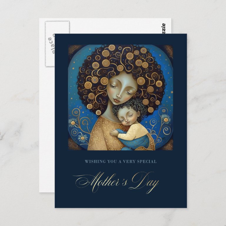 Happy Mother&#39;s Day. Mother and Child Painting Postcard