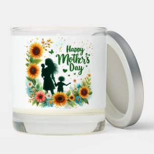 Happy Mother's Day Mother and Children Silhouette Scented Candle