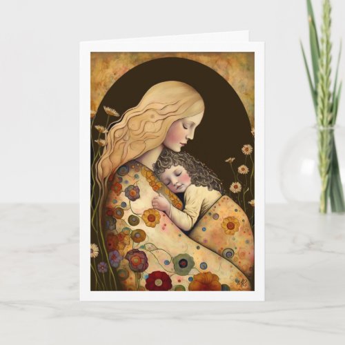 Happy Mothers Day Mother and Daughter Painting  Card