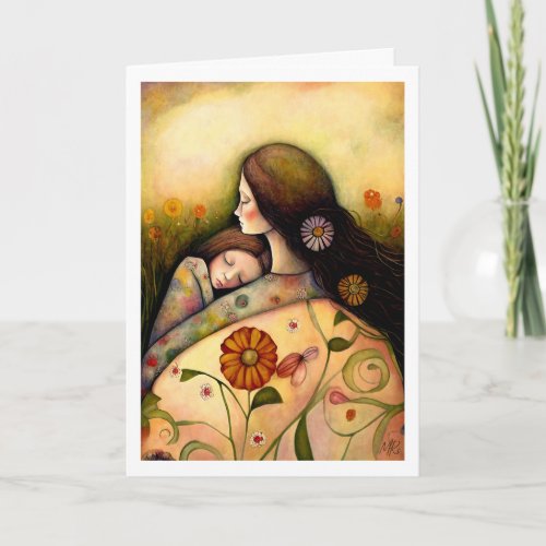 Happy Mothers Day Mother and Daughter Painting  Card