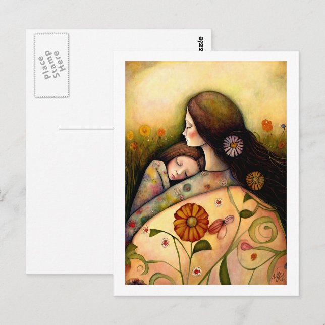 Happy Mother's Day Mother and Daughter Painting  Postcard (Front/Back)