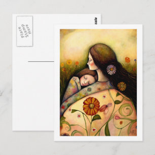 Happy Mother's Day Mother and Daughter Painting Postcard