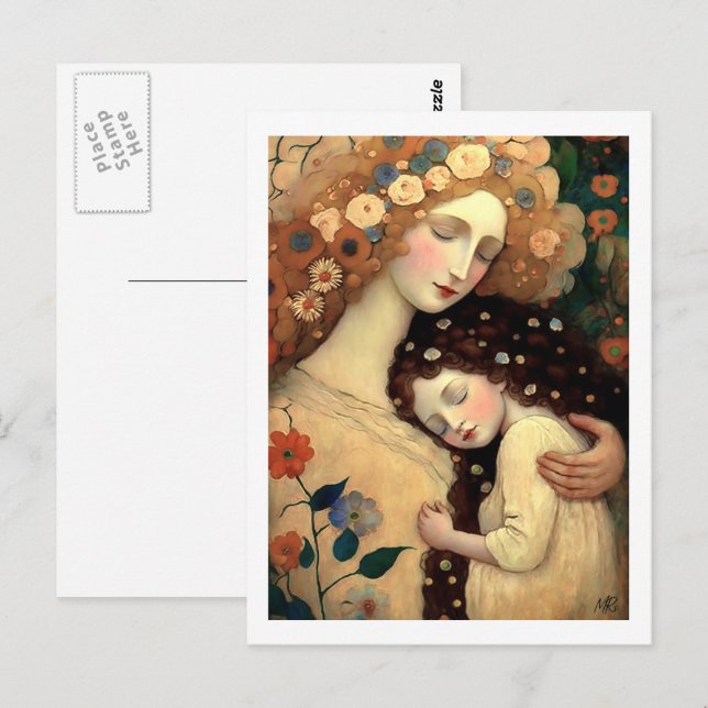 Happy Mother's Day Mother and Daughter Painting  Postcard (Front/Back)