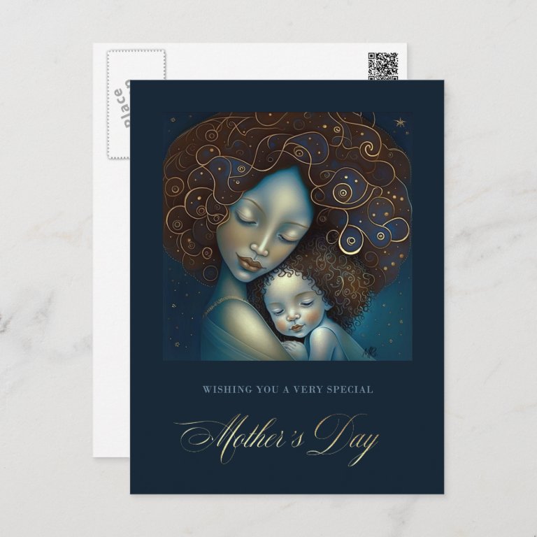 Happy Mother&#39;s Day. Mother and Daughter Painting Postcard