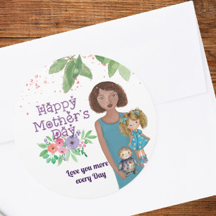 HAPPY MOTHER'S DAY Mother & kids Classic Round Sticker