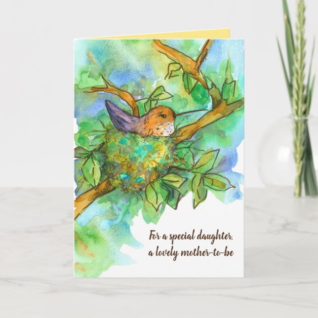 Happy Mothers Day Mother To Be Hummingbird Nesting Card (Front)