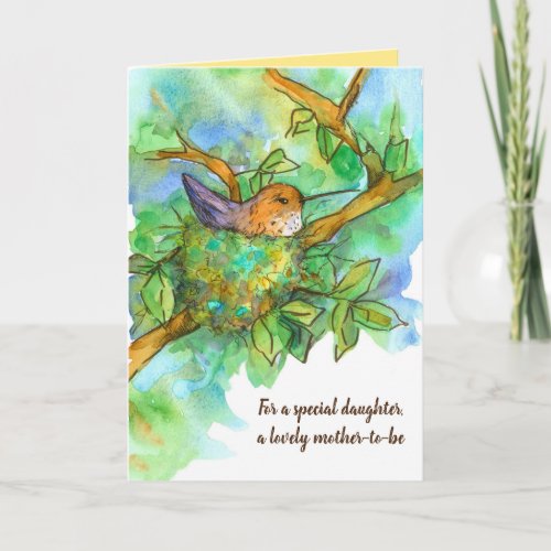 Happy Mothers Day Mother To Be Hummingbird Nesting Card