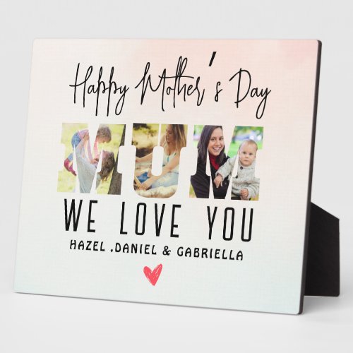 Happy Mothers Day Mum Custom Photo Collage Plaque