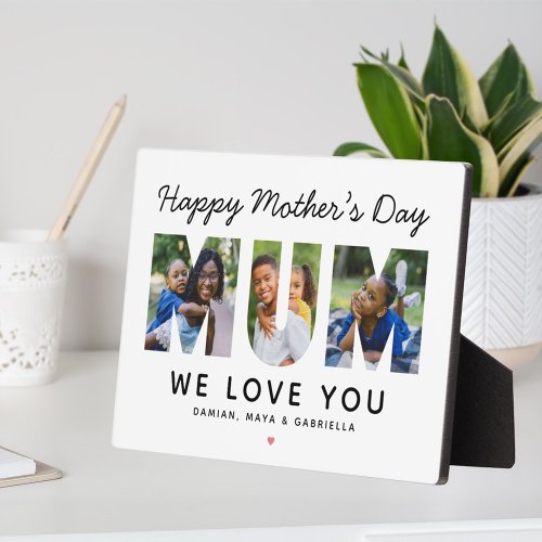 Happy Mothers Day Mum Custom Photo Collage Plaque