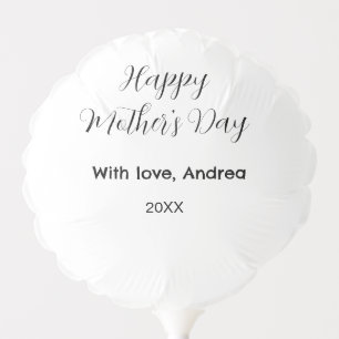 Happy mothers day name date year with love simple balloon