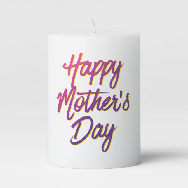 Happy Mother's Day on Pillar Candle (Front)