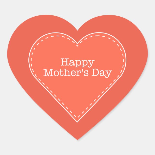 Happy Mother's Day Orange Heart Sticker (Front)