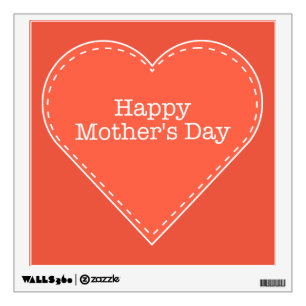 Happy Mother's Day Orange Heart Wall Decal