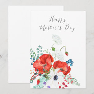 happy mother's day orange poppy  flower card