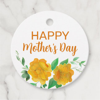 Happy Mother's Day Orange Roses Floral Favor Tags