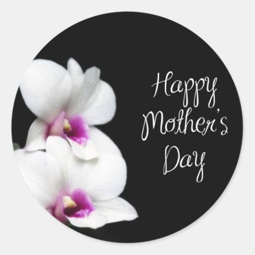 happy Mothers Day Orchids Classic Round Sticker