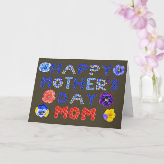 Happy Mother's Day Pansies And Poppies Font Text Card